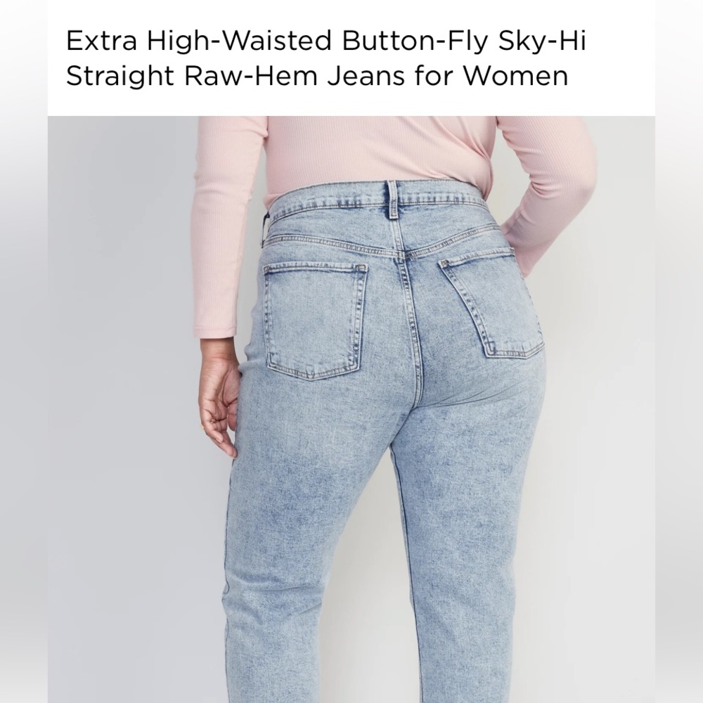 Extra High-Waisted Button-Fly Sky-Hi Straight Raw-Hem Jeans for Women